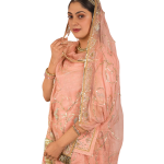 Peach Bamber Satin Zardozi Salma Work Poshak Set (Unstitched) | Pure Georgette Odhna | Jaipurio Ethnic Wear